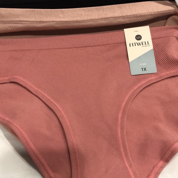 Fitwell Intimates 3pack stretch ribbed black nude mauve pink‎ underwear size 1X - Picture 12 of 12